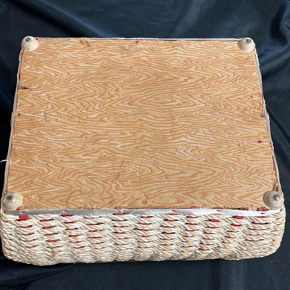 Vintage 50s/60s Woven MCM Sewing Basket~Pink Lining~JAPAN